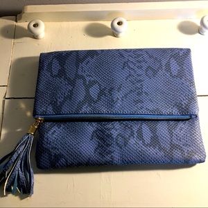 Blue/gold leather clutch-used once